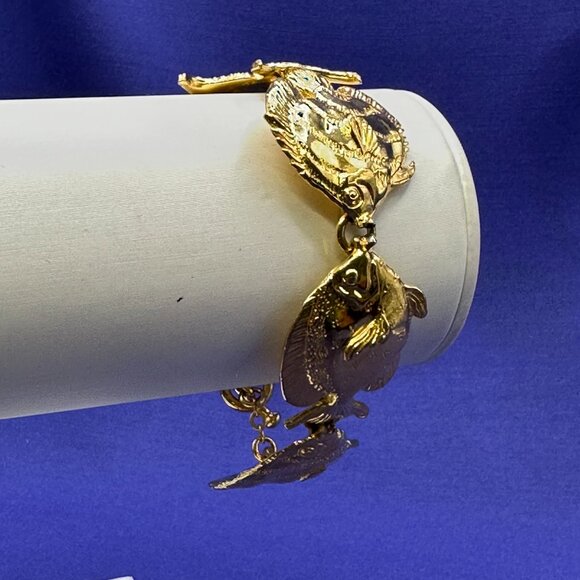 Rare Find!  Maurice Milleur Gold-Plated Pewter “Reef Fish” Bracelet - Picture 15 of 15